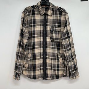 Jeremiah Mens L Flannel Shirt Jacket Long Sleeve Full Zip  Plaid